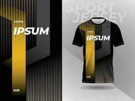 yellow black shirt sport jersey mockup template design for soccer, football, racing, gaming, motocross, cycling, and running vector