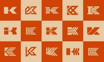 Collection of line geometry letter K logo design brand. Business initial K logo. vector