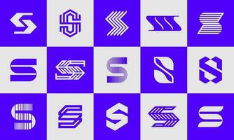 Digital line abstract initial S logo icon template set. Technology letter S logo. vector