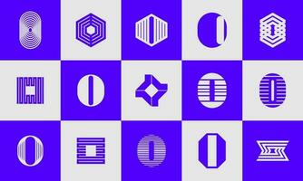 Set of business line letter O logo design. Geometry line company initial O logo. vector