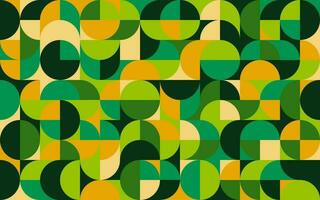 Geometric circle abstract memphis background. Colorful green round wallpaper. vector