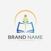 Book logo vector and illustration education icon