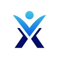 letter x logo design with people vector