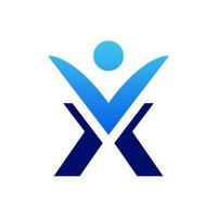 letter x logo design with people vector