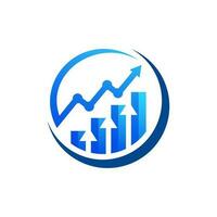 Data analytics logo design. growth arrow logo design for data finance investment vector