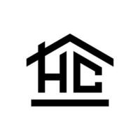 casa forma hc logo diseño vector