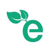 letter e and leaf logo design vector