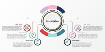 Infographic that provides a detailed report of the business, divided into 6 topics. vector