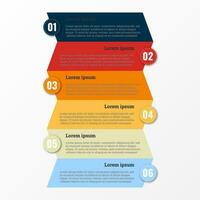 Infographic that reports about the workflow in each step with a total of 6 topics. vector