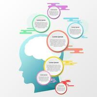 Infographic that reports details about ideas or suggestions is divided into 7 topics. vector