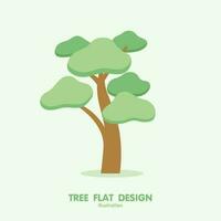 árbol bonsai planta ilustración, plano diseño, y mínimo estilo vector