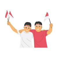 celebrando Indonesia independencia día participación indonesio bandera vector