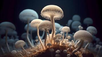 Mushroom with light beam . Created by . photo