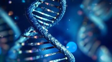 Double stranded DNA and bokeh background . Created by generative AI . photo