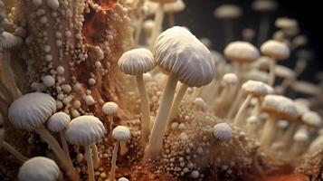Mushroom with light beam . Created by . photo