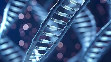 Double stranded DNA and bokeh background . Created by generative AI . photo