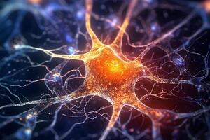 Neural network . Neuron cells of human nervous system . Created by generative AI . photo