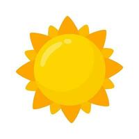 yellow sun icon Simple cartoon style design. The rays of the sun in summer vector