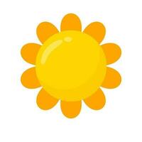 yellow sun icon Simple cartoon style design. The rays of the sun in summer vector