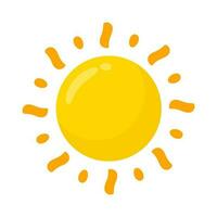 yellow sun icon Simple cartoon style design. The rays of the sun in summer vector