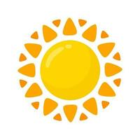 yellow sun icon Simple cartoon style design. The rays of the sun in summer vector