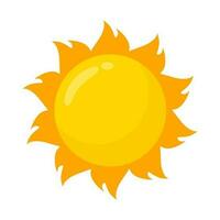 yellow sun icon Simple cartoon style design. The rays of the sun in summer vector