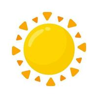 yellow sun icon Simple cartoon style design. The rays of the sun in summer vector