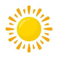 yellow sun icon Simple cartoon style design. The rays of the sun in summer vector