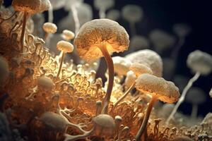Mushroom with light beam . Created by . photo