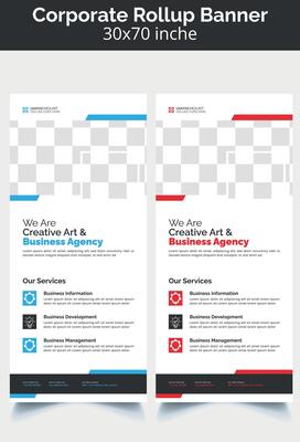 Corporate rollup banner template, advertisement, pull up, polygon background, vector illustration, business flyer, and display banner for your Corporate business, company, and restaurant