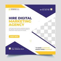 Marketing Agency Social Media Post, Digital Marketing Web Banner, Corporate Square Flyer Template vector