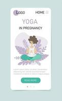 Yoga in pregnancy. Vertical web app template for yoga studio or online class. Wellness and healthy lifestyle in pregnant vector