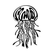 Silhouette of Jellyfish. Marine dweller. Concept of sea and ocean life vector