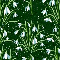 Snowdrops seamless pattern. Modern print for fabric, textiles, vector