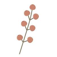 Simple Autumn twig with berries. Rowanberry. Hand drawn stylized element for autumn decorative design vector