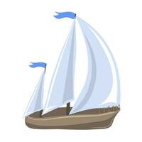 a cartoon boat with sails on a white background vector