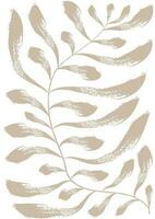 Abstract botany print in naive art style.Trendy retro poster with leaves.  Seventies, groovy background vector