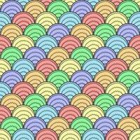 Geometric tiled seamless repetitive curvy waves pattern in rainbow pastel colors. Modern print for fabric, textiles, wrapping paper vector