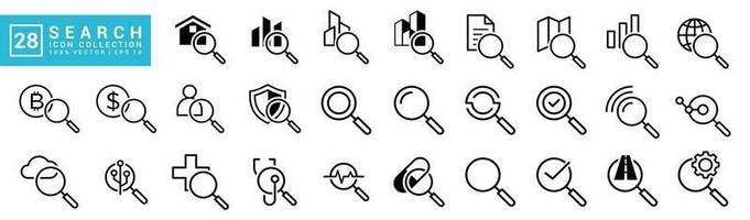 Collection of search icons, map, direction, business, researcher, industry, editable and resizable EPS 10. vector