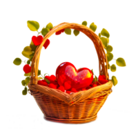 panier de cœurs génératif ai png