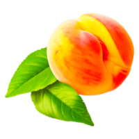 Fresh peach with green leaves Generative Ai png