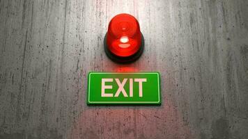 Exit Sign with siren light, Direction to the emergency exit, Seamless Loop video