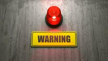 Warning Alert Sign with siren light, Seamless Loop video