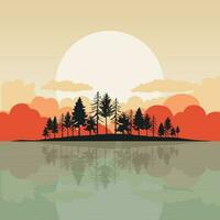 minimal style landscape design vector