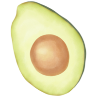 watercolor avocado cut in half png