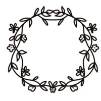 Floral flower frame images line doodle png. png