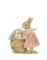acuarela Clásico dibujo de un linda conejo, acuarela dibujos animados tarjeta postal, pastel color png