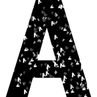 Black and white glitter pattern A letter. png