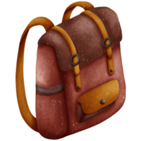 Vintage old backpack in autumn color png