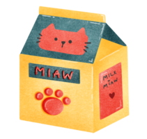 mignonne boîte de Lait avec chat patte png